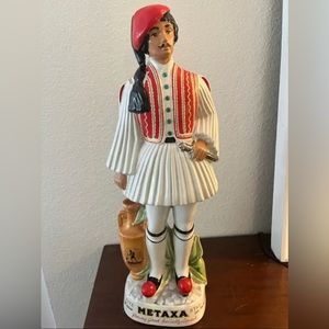Rare Vintage Metaxa Ouzo Greek Soldier Empty Liquor Wine Bottle